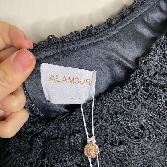 NWT Alamour Sierra Mini Black Dress Lace Size L - Picture 11 of 14